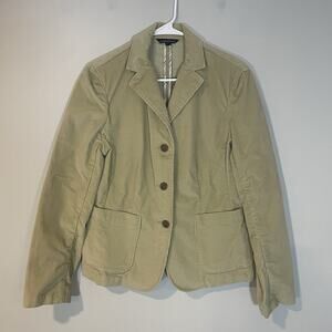 Lands End Blazer Jacket‎ Women's 12 Tan Corduroy Button Front Pockets Academia